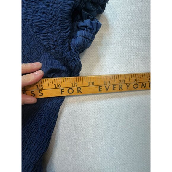 American Eagle Outfitters Womens Smocked Sexy Denim Romper Size L Navy Cutout - Picture 10 of 11